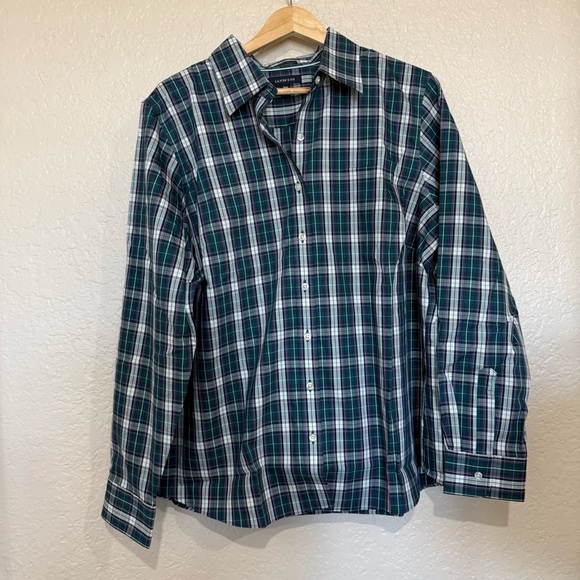 Lands' End Women’s No Iron Pinpoint Oxford Shirt Size 18W Casual Academia Office - Picture 5 of 7